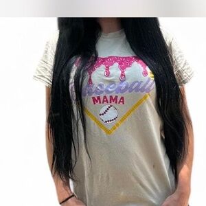 Baseball Mama Kids T-Shirt - Cream and Pink